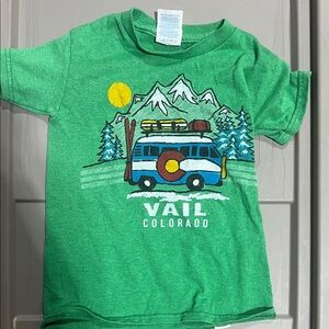Green Kids T-Shirt with Vail Mountain Print